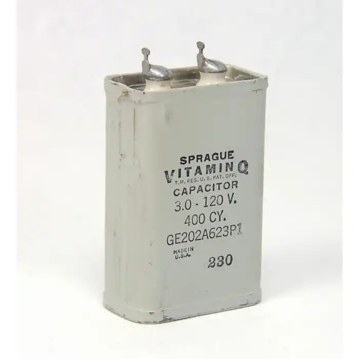 General Electric - 24F678 - or Equivalent Sprague Vitamin Q GE202A623P1 - Capacitor, Oil-Filled. 3uF 120VAC 400 cycle. Top Pick