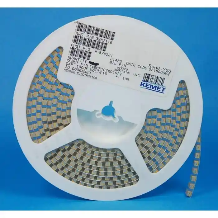 New Release KEMET ELECTRONICS - T496X107K016AT - Capacitor. Tantalum. 100uF.