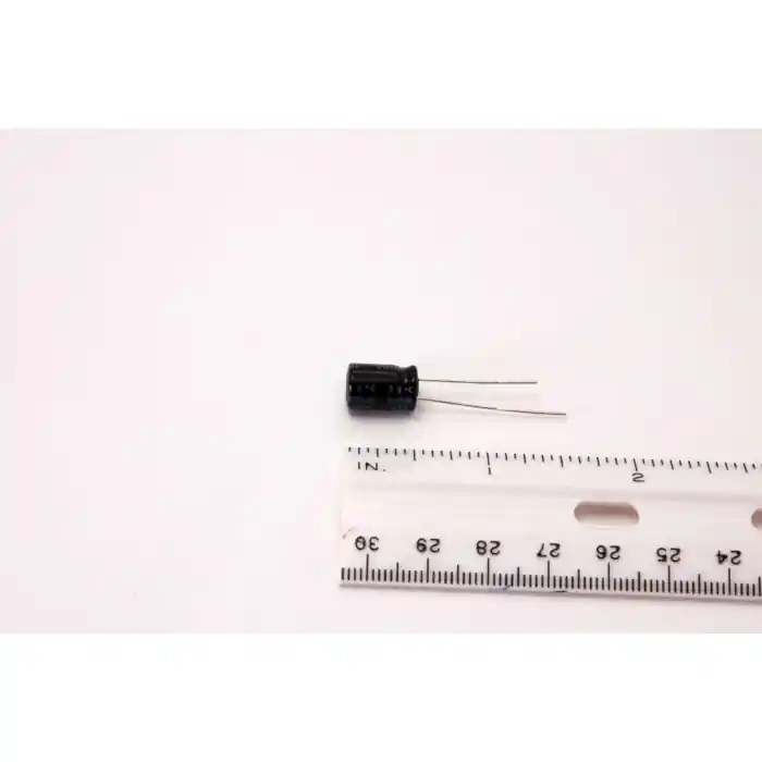 NICHICON - UVR1E221MPD1TD - Capacitor, electrolytic. 220uF 25V. Package of 25. Viral