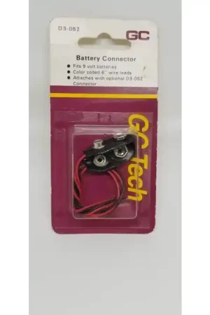 Buy Direct GC Tech D3-052 - Battery Clip Snap Connector, 9V, 6" leads. Package of 2.