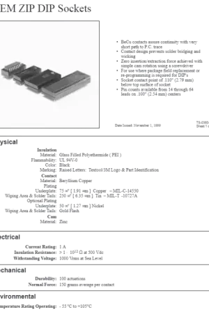 3M TEXTOOL -  05113876543 - 264-5200-00-3303 - NEW ZIF 64-PIN IC SOCKETS Direct From Factory