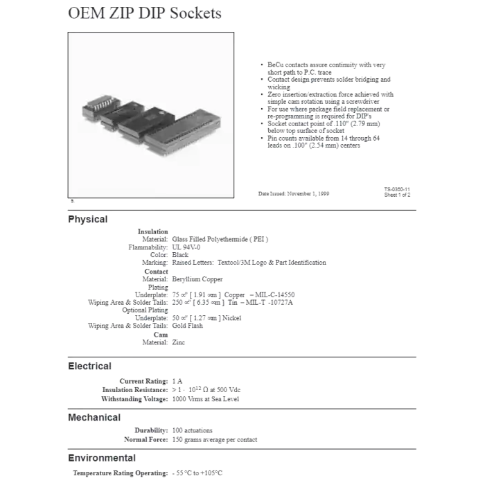 3M TEXTOOL - 05113876543 - 264-5200-00-3303 - NEW ZIF 64-PIN IC SOCKETS Direct From Factory