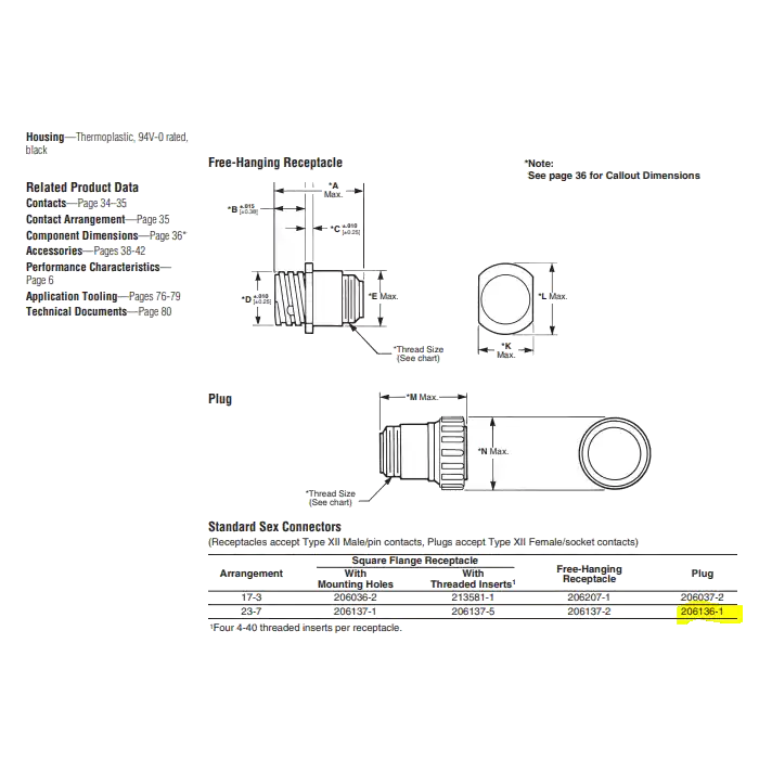 TE Connectivity - 206136-1 - Connector, circular. 7 Position Plug Low Price