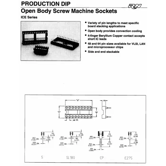 ROBINSON - NUGENT - ICE244SL180TG - Connector, IC socket. 24 Dip. Gold Contacts. Free Shipping