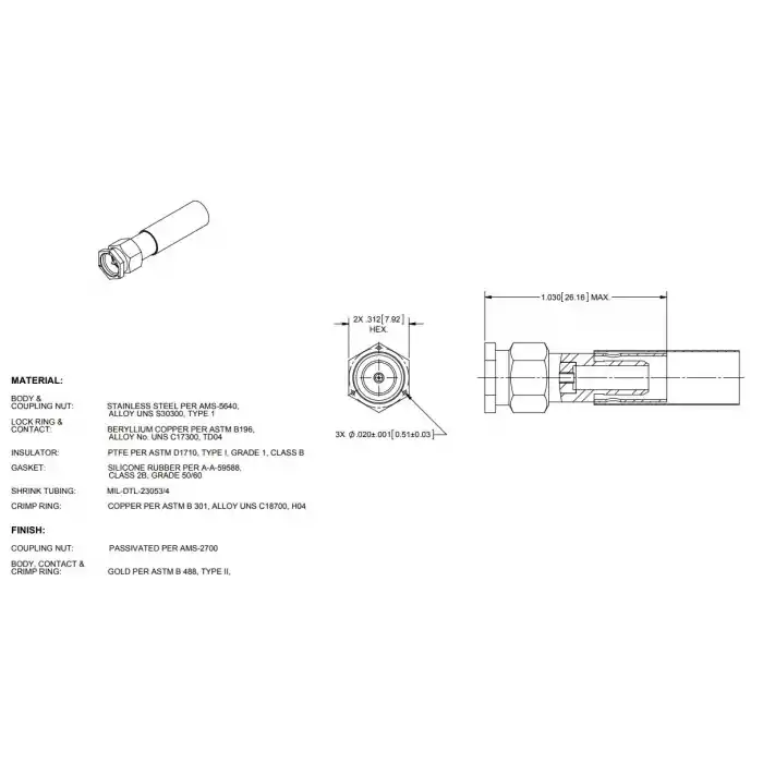 OMNI-SPECTRA - M39012/55-3007 - SMA RF Microwave Connectors for RG174U One Day Deal