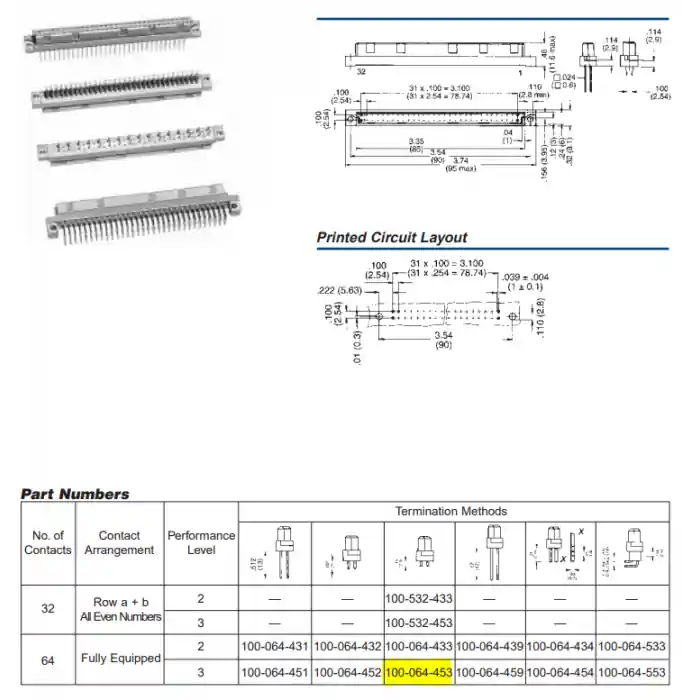 Panduit - 100-064-453 - Connector, Din. 64 Pos female. Place Order