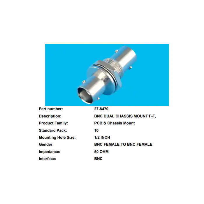 Exclusive AIM - 27-8470 - Connector, BNC. Fe 50 Ohm feed-thru.
