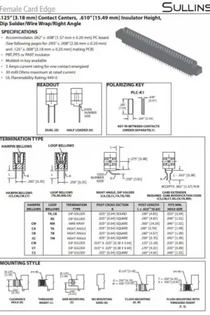 Sullins - ECA36DRST-S1269 - Connector, PCB edge. 36 Position / 72 Pin, Actual 43 Contacts / 43 Pins. Worldwide Shipping