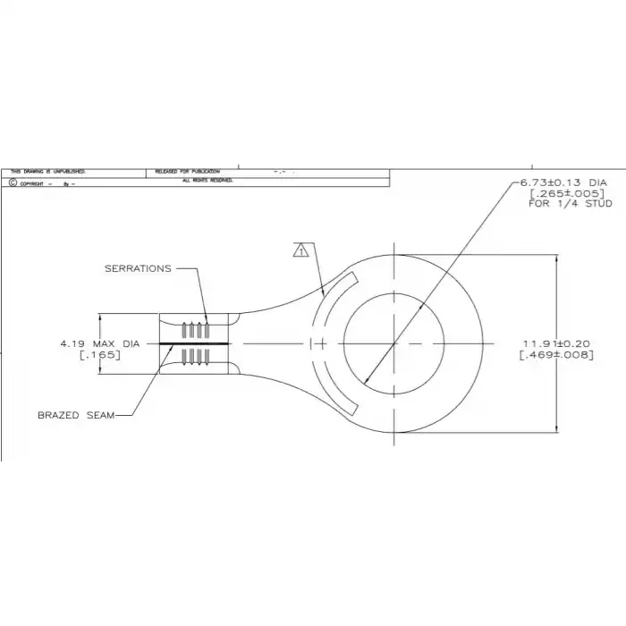 UNMARKED - 4800095 - Solderless Terminal. Ring 1/4" 14-16 AWG. Top Rated