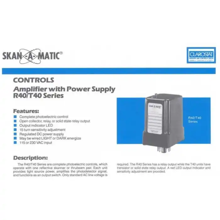 Same Day Shipping Clarostat Honeywell SKAN-A-MATIC - R40100 - Amplifier Relay with Power Supply, Used / Removed from Equipment.