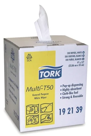 Tork Multi T-50 Wiper, Center Pull, White - SCA Tissue Bargain