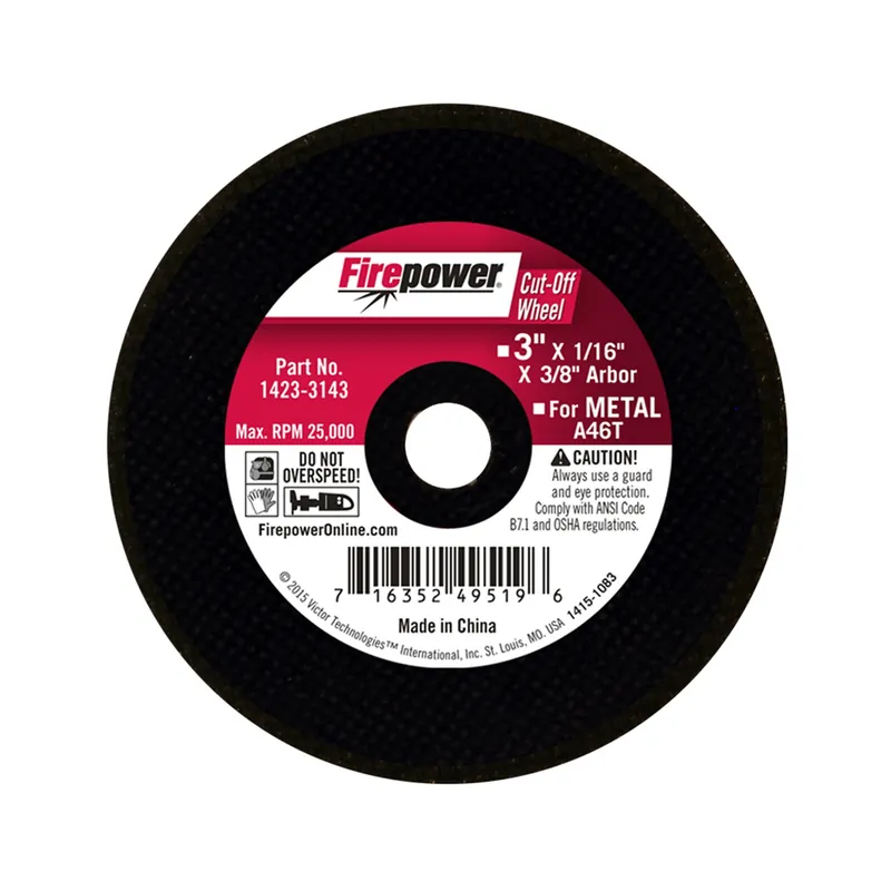 Place Order Abrasive Cut-Off Wheel - Type 1 - 3 x 1/16 x 3/8 In - Firepower