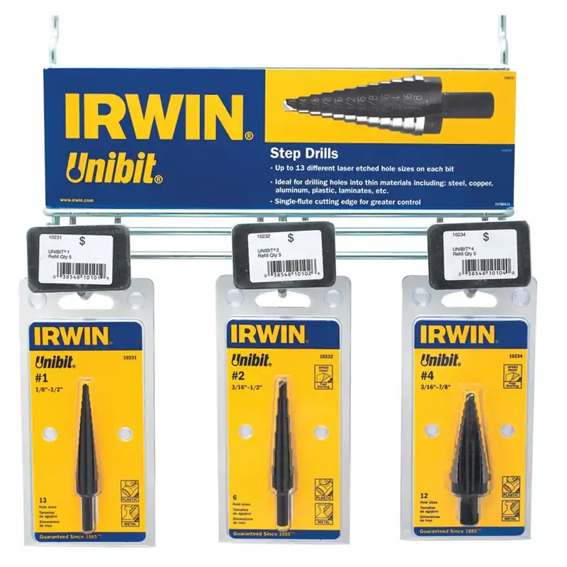 Irwin 10513 Unibit Step Drill 3-Pc Merchandiser - Unibit Exclusive Offer