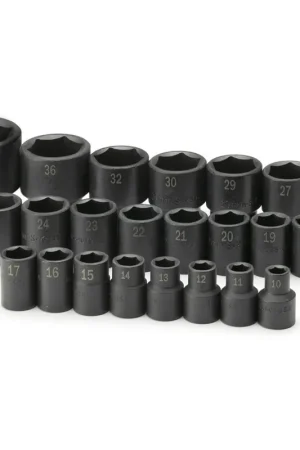 1/2 In Dr 6-Pt Std Metric Impact Socket Set - 23-Pc - SK Hand Tool Buy Today