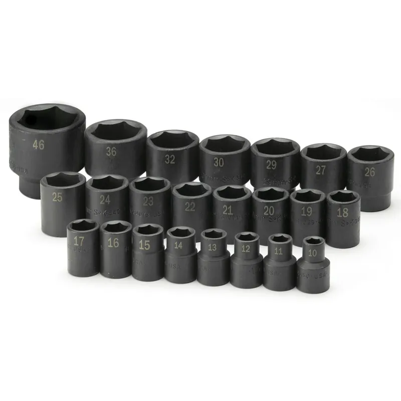 1/2 In Dr 6-Pt Std Metric Impact Socket Set - 23-Pc - SK Hand Tool Buy Today