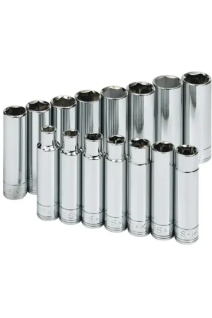 1/2 In Drive 6 Pt Deep Metric Socket Set - 15 Pc - SK Hand Tool Buy Direct