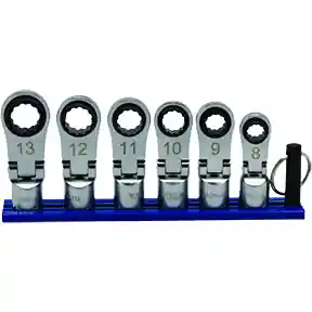 Get Yours 6 Pc 12 Point Offset, Flex Head Ratcheting Wrench attachment set - VIM Tools