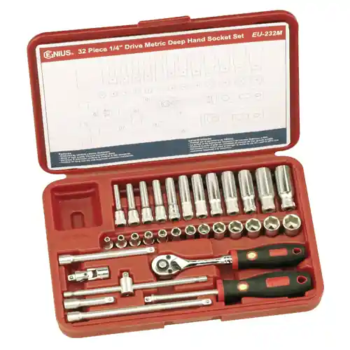 32PC 1/4" Dr. Metric Deep Hand Socket Set - Genius Tools Today Only
