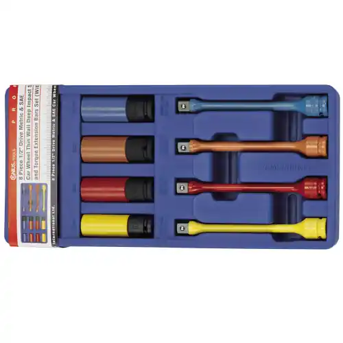 Metric & SAE Car Wheel COLOUR MATCH Torque Extension Bar Set 8 P - Genius Tools Markdown