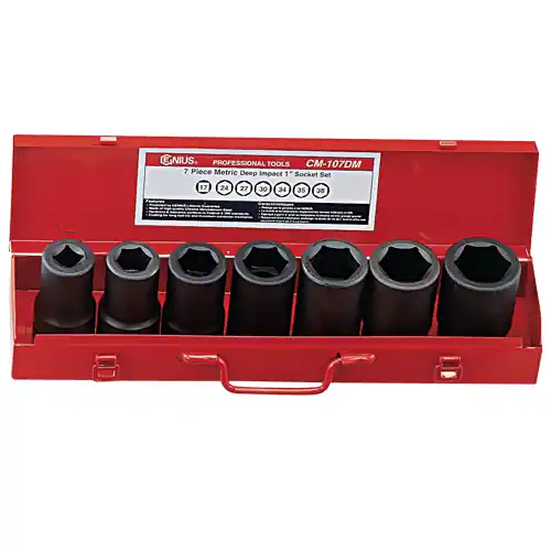 7PC 1" Dr. Metric Deep Impact Socket Set - Genius Tools Free Returns