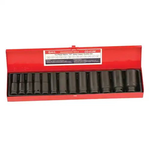 Editor’s Pick 13PC 1/2" Dr. Metric Deep Impact Socket Set - Genius Tools