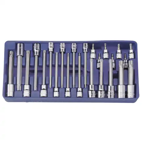 Today Only 24PC 3/8 & 1/2" Dr. Long Tamperproof Star Bit Skt. - Genius Tools