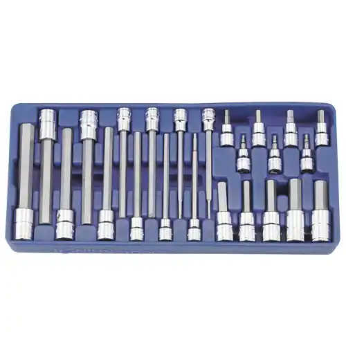 Hot Deal 24PC 3/8 & 1/2" Dr. SAE Long Hex Bit Socket Set - Genius Tools