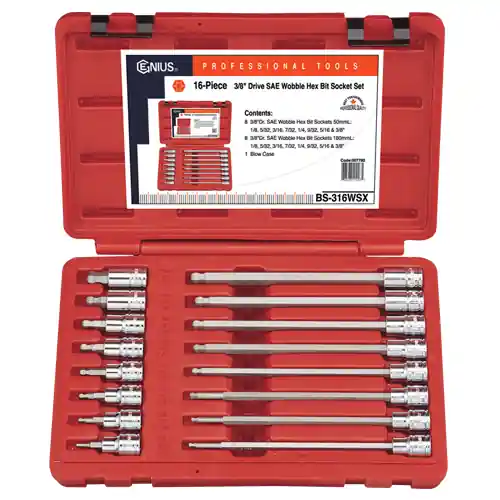 Bargain 18PC 3/8" Dr. Slotted & Phillips Long Bit Socket Set - Genius Tools