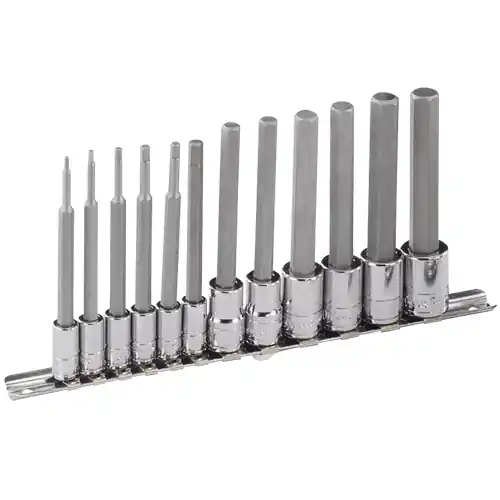 12PC 1/4 & 3/8" Dr. Metric Long Hex Bit Socket Set - Genius Tools Direct From Manufacturer