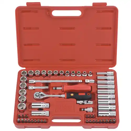 Hassle-Free Returns 59PC 3/8" Dr. Metric Hand Socket(6Pt.) & Bit Set - Genius Tools