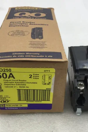 Super Sale Square D QO250 50 Amp 2 Pole 120/240V Circuit Breaker - Yellow Face