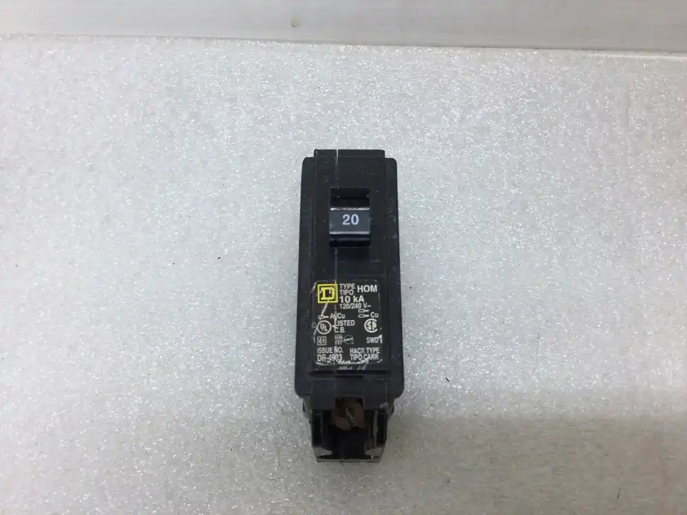 Exclusive Square D HOM120 20 Amp 1 Pole 120/240V Circuit Breaker - Yellow Sticker
