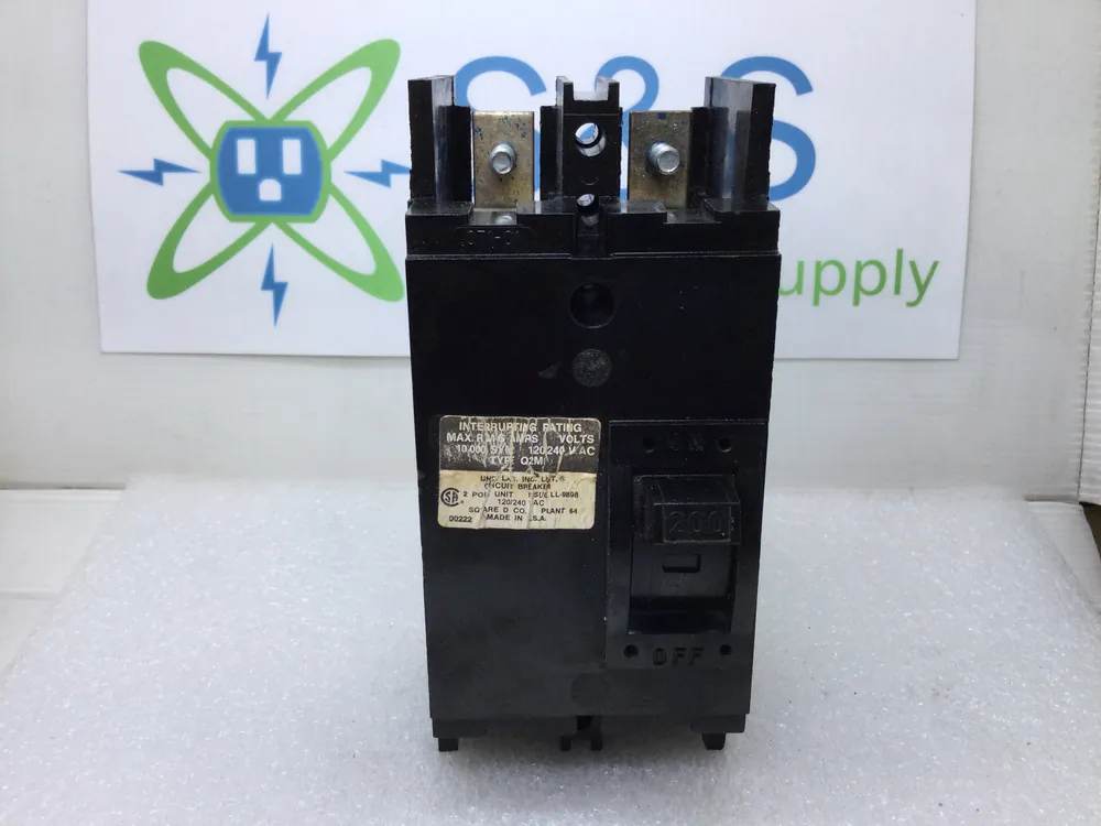 Square D Q2M-2200 10,000kAIC 2 Pole 200 Amp 240VAC Type Q2M Bolt On Circuit Breaker Authentic