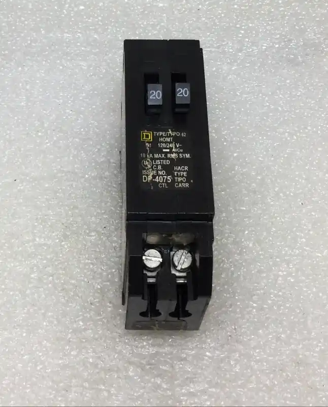Square D HOMT2020 20 Amp 1 Pole 120/240V Circuit Breaker - Yellow Face Authentic