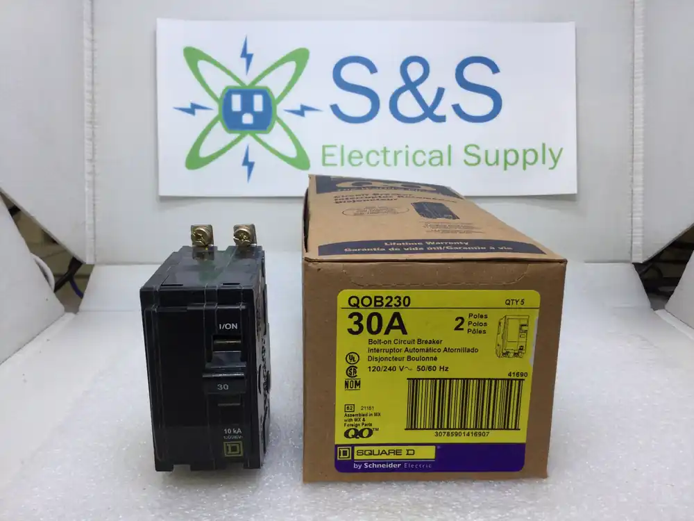 Cheap Square D QOB230 30 Amp 2 Pole 120/240V Bolt-On Circuit Breaker - Yellow Face