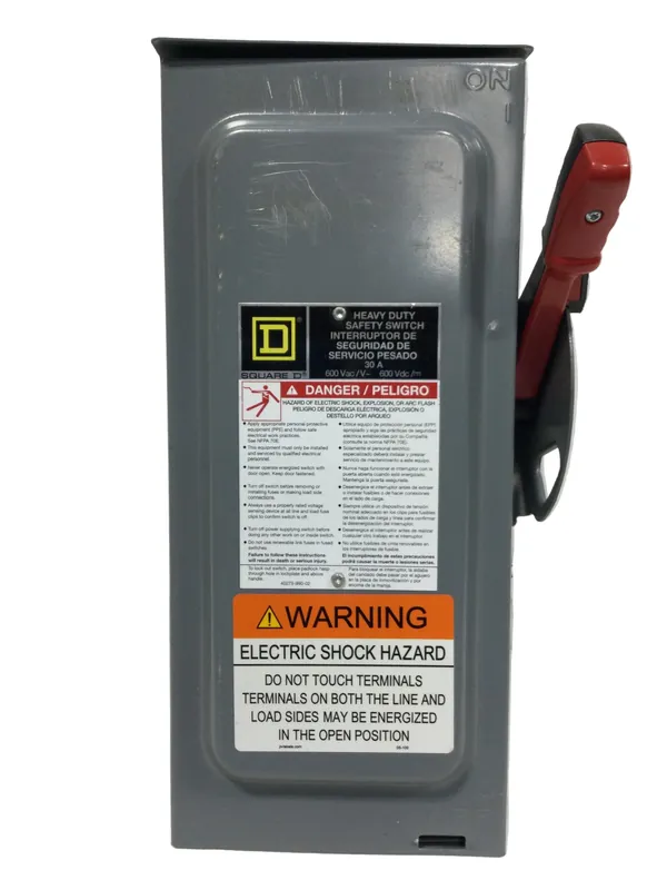 Professional Grade Square D HU361RB 30 Amp 3 Phase 600V Non-Fused Safety Switch 15" x 7 1/2"