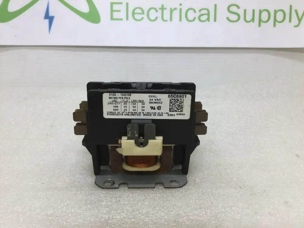 Products Unlimited 3100-15Q108 25 Amp 24 Vac Coil 65C6901 Replacement Contactor No Minimum Order