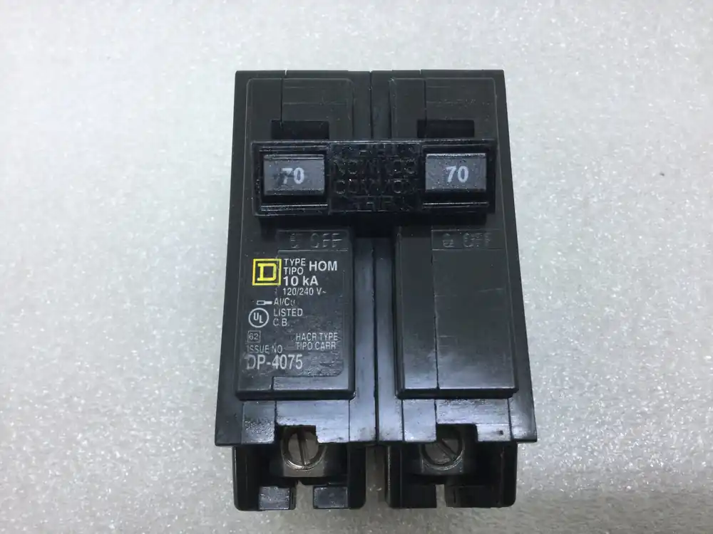 Clearance Square D HOM270 70 Amp 2 Pole 120/240V Circuit Breaker - Yellow Sticker