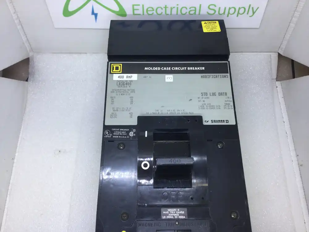 Money Back Guarantee Square D LA36400 400 Amp 3 Pole 600V Type LA Magnetic Trip I Line Breaker