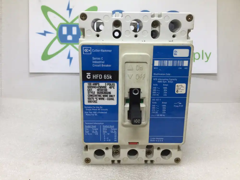 Weekend Sale Cutler-Hammer HFD3100 100 Amps 3 Pole 600V 65k Circuit Breaker