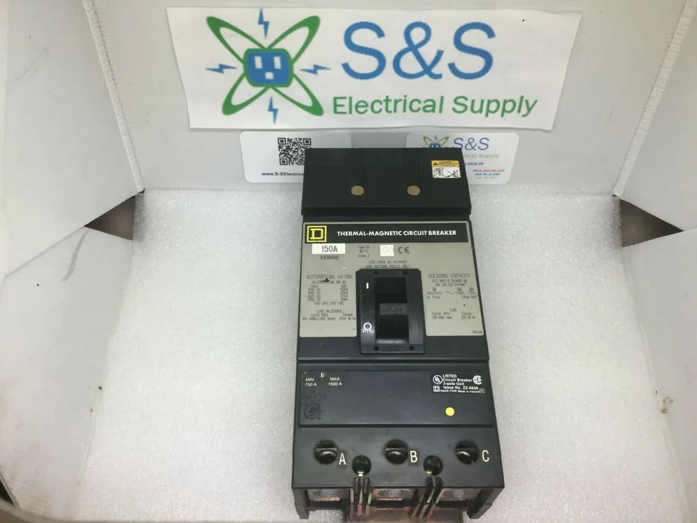 Free Returns Square D KA36150 150 Amp 3 Pole 600V Thermal-Magnetic Circuit Breaker