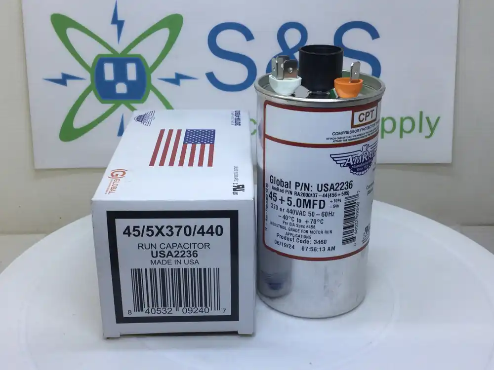 Amrad USA2236 45+5.0MFD +10%/-5% 370/440V 50/60Hz 70c/-40c w/ Orange CPT Big Sale