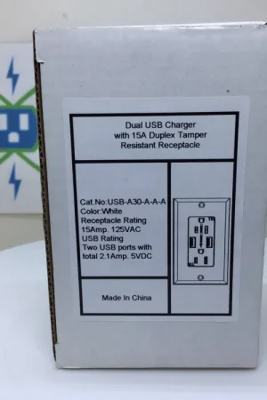 Dual USB Port Wall Plug Charger USB-A30-A-A-A AC Power Receptacle Outlet & Cover 15 Amp 125V 2.1Amp 5 VDC Viral