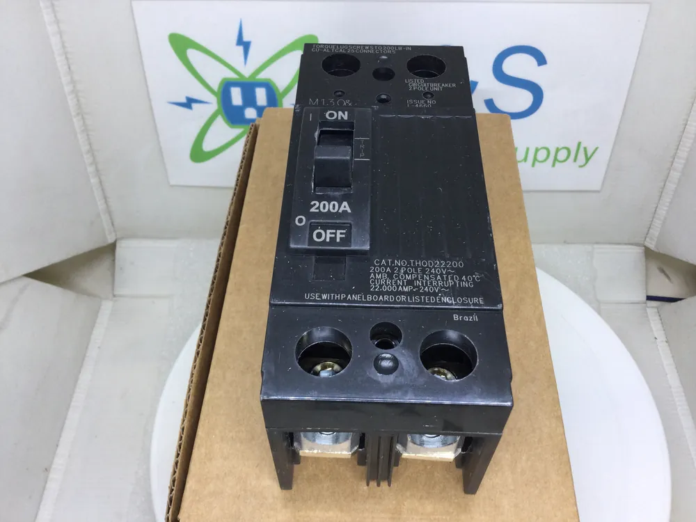 Latest GE General Electric THQD22200WL 200 Amp 2 Pole 240V 22kia Circuit Breaker