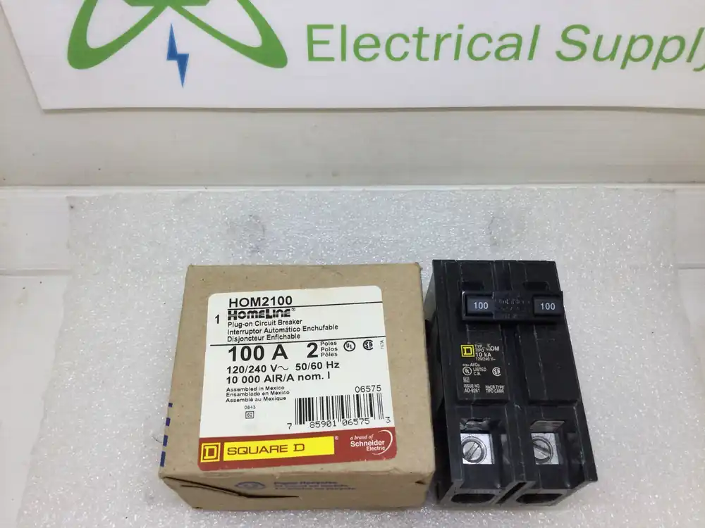 Grab Now Square D HOM2100 100 Amp 2 Pole 120/240V Circuit Breaker - Yellow Face