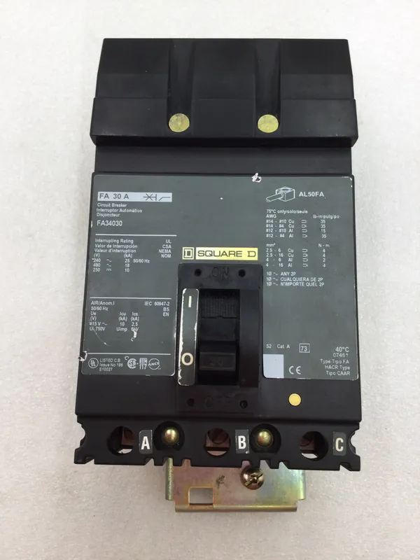 Same Day Shipping Square D FA34030 30 Amp 3 Pole 480V I Line Circuit Breaker FA-34030