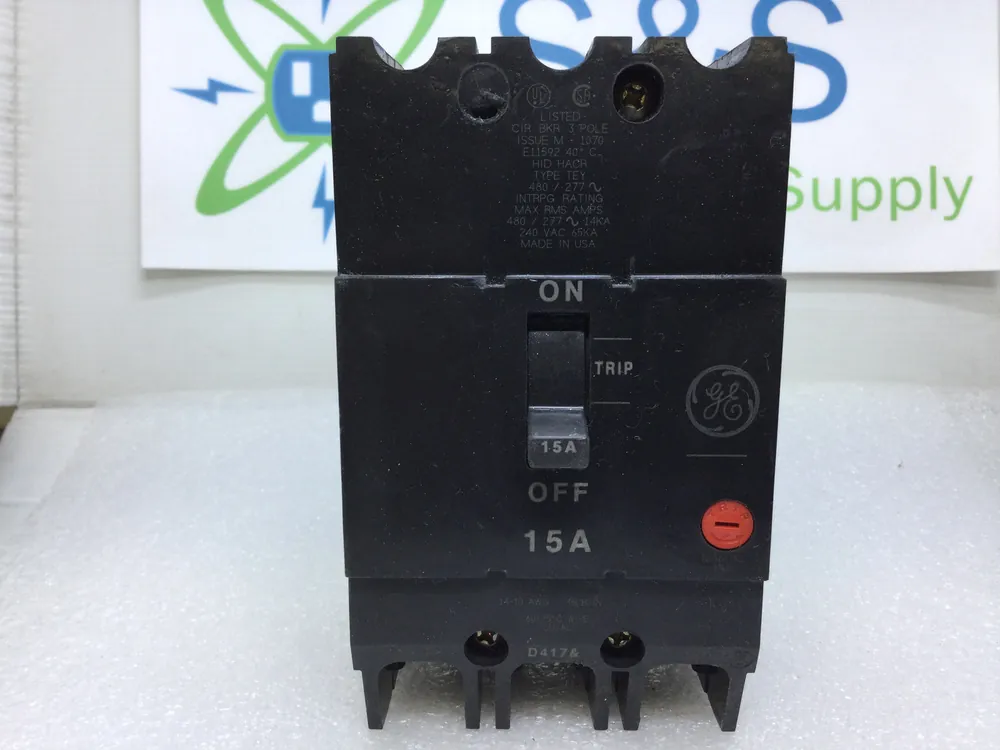 GE General Electric TEY315 15 Amp 3 Pole 277/480 14k @ 480v Circuit Breaker Price Drop