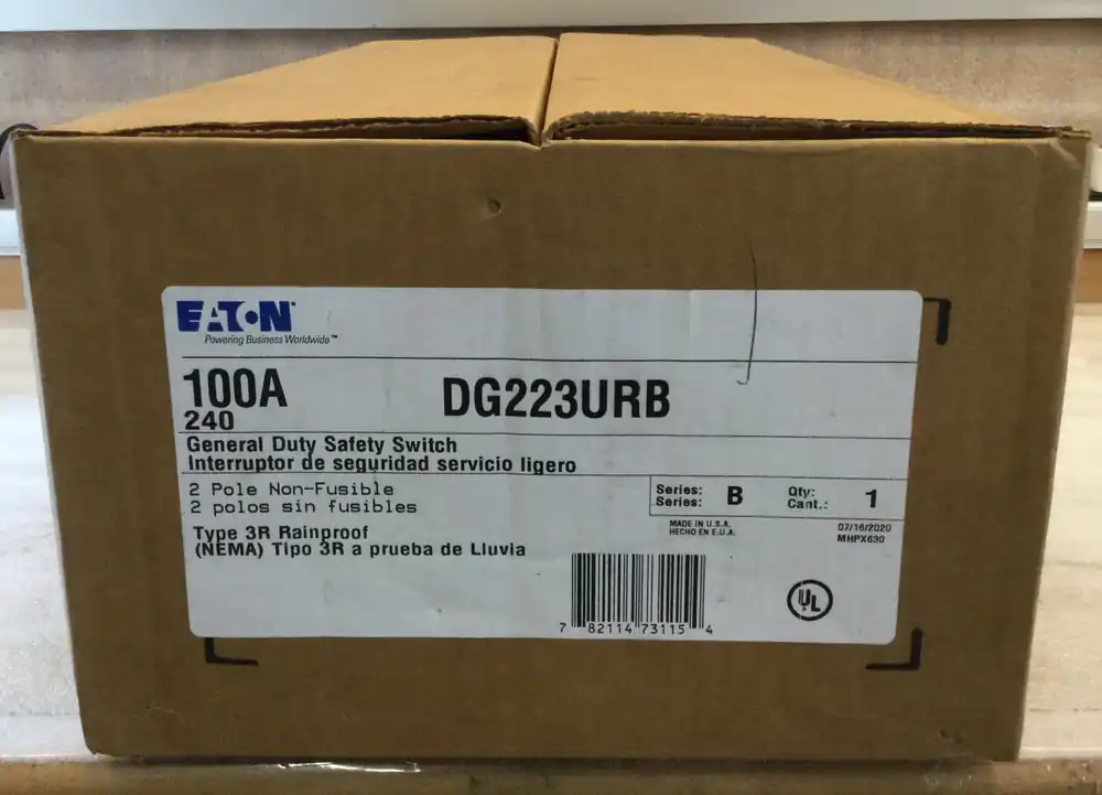 Holiday Sale Eaton DG223URB 100 Amp 2 Pole 240V General Duty Non-Fused Safety Switch