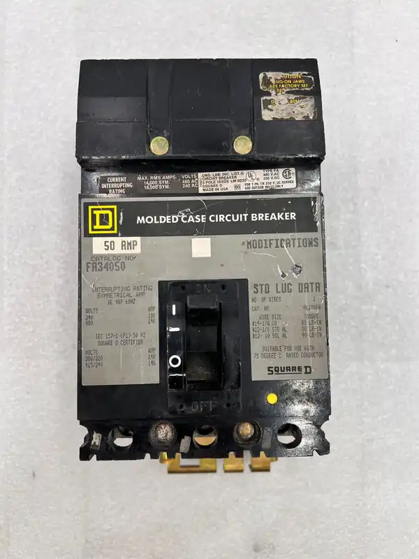 Square D FA34050 50 Amp 3 Pole 600V I-Line Plug In Circuit Breaker FA-34050 No Minimum Order