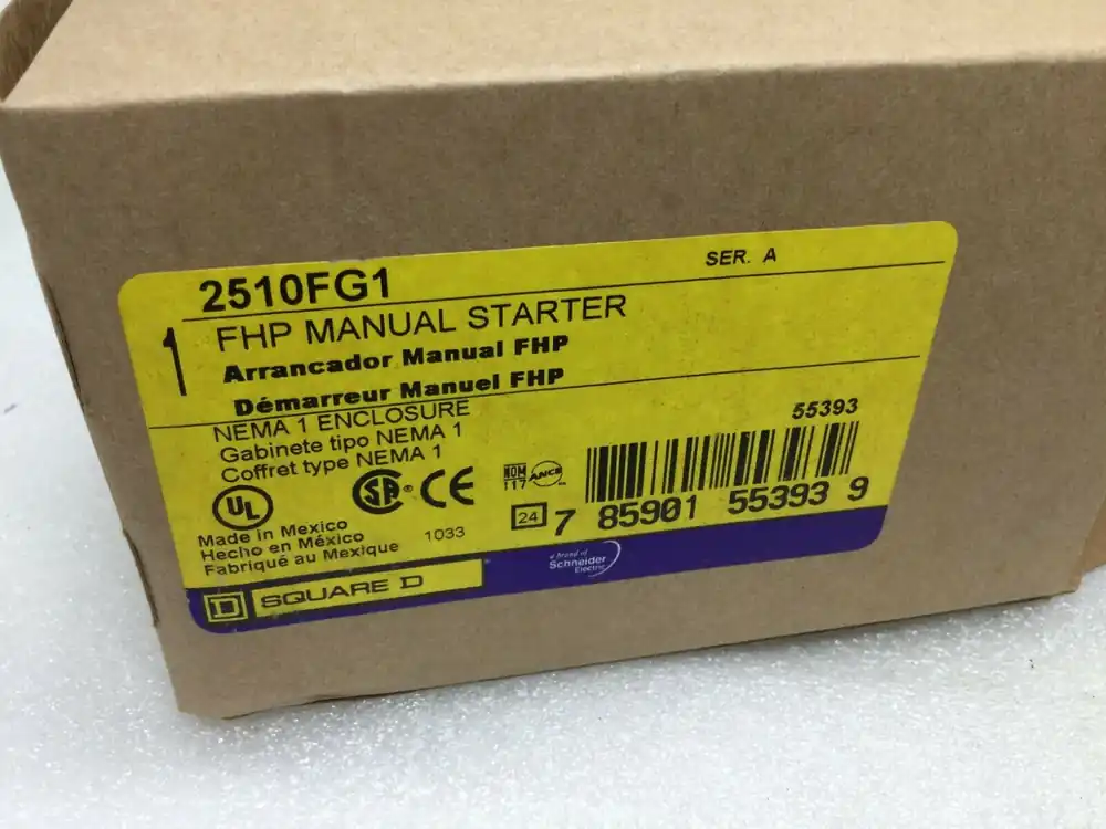 Square D 2510FG1 FHP Manual Motor Starter Switch Nema1 Enclosure While Supplies Last